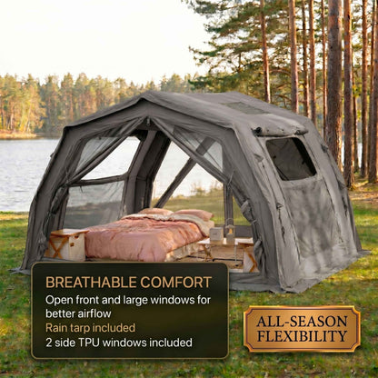 Coody 10.0 PRO Gray - Premium Inflatable Canvas Tent for 2–4 Campers
