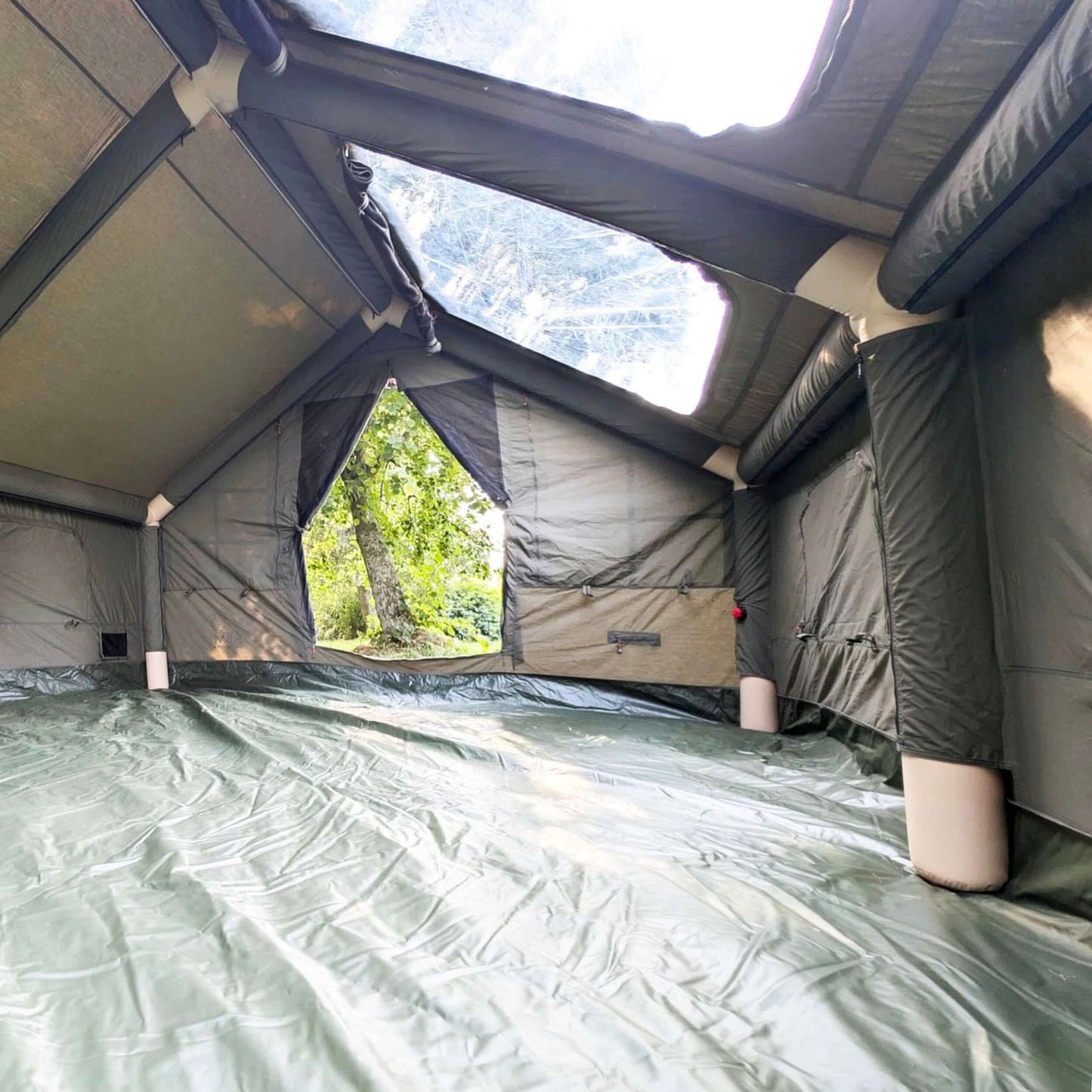 RBM Panda Large Forest Green + Stove Caminus M - Inflatable Tents for Camping with Stove