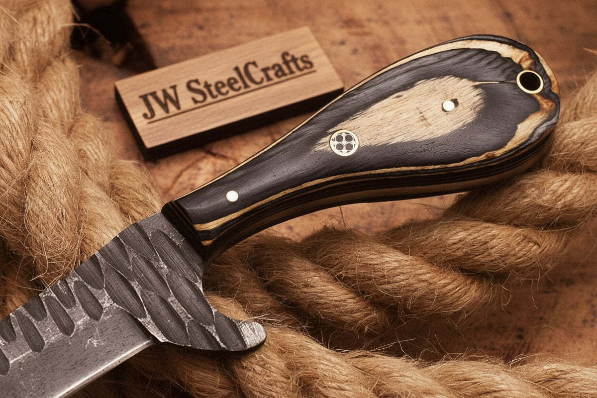 Ranchero Bull Cutter Knife 7" Handmade Damascus Tanto Point
