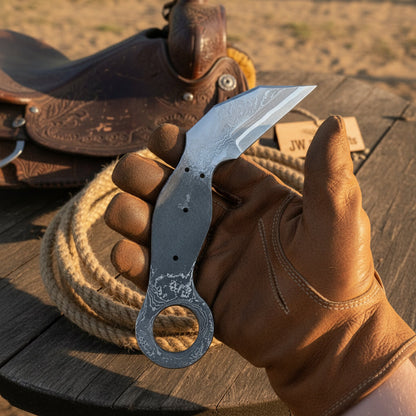 Rustler's Ring Karambit 5" Handmade Damascus Integral Handle
