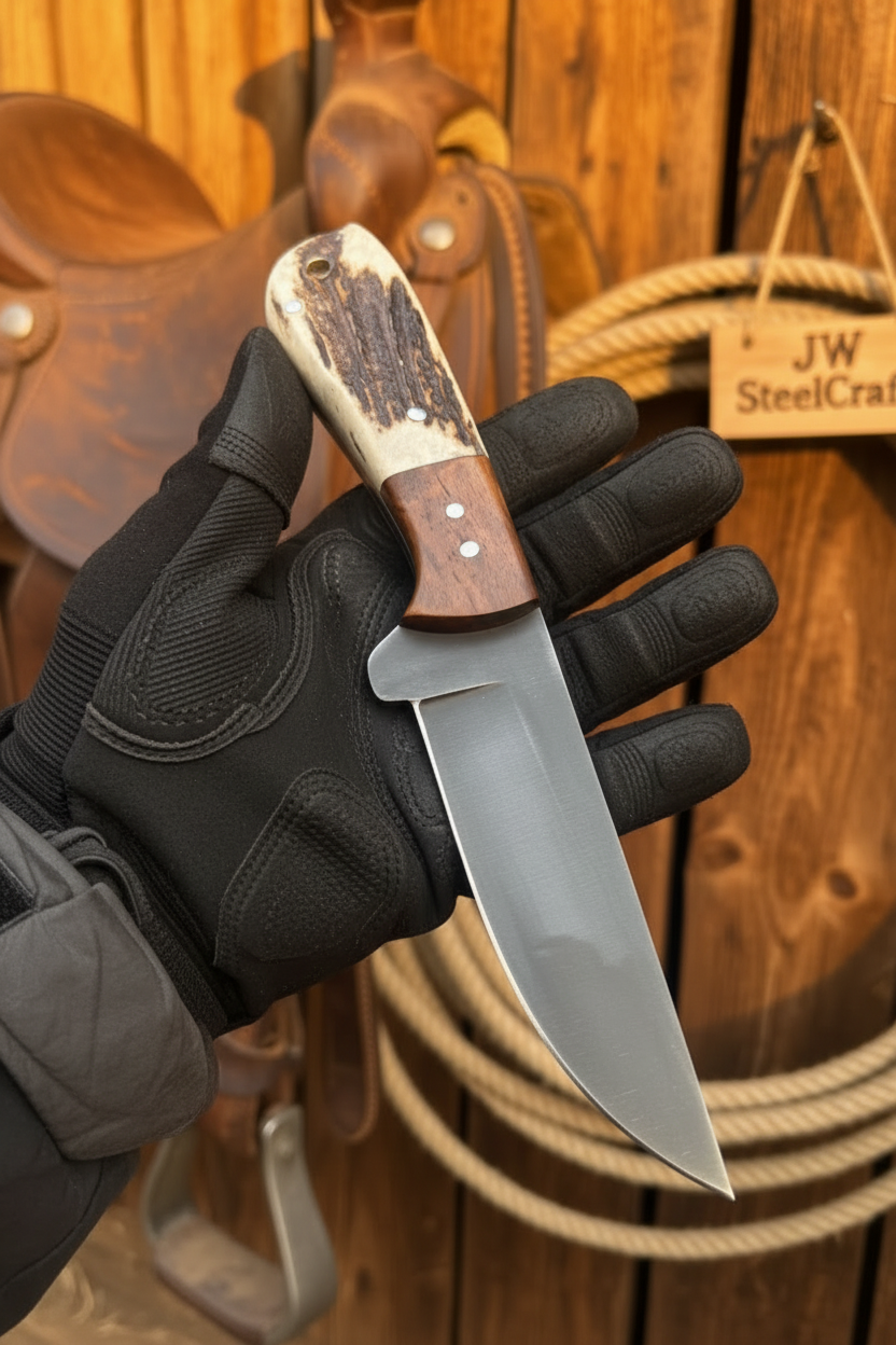 Backwoods Combo Bushcraft 10" Handmade Carbon Steel Two-Tone Handle