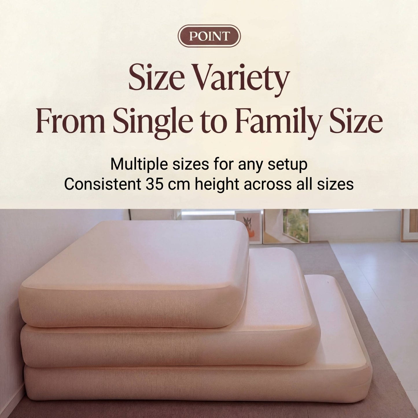 Coody Coreo Air Mattress Wide Queen (180 × 200 × 35 cm) – Structured Air Block Inflatable Bed, Compact Pack Design