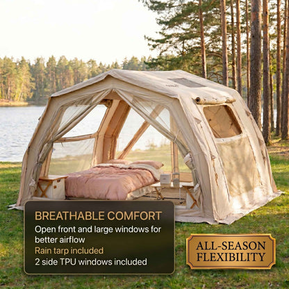 Coody 10.0 PRO Beige Premium Inflatable Canvas Tent for 2–4 Campers