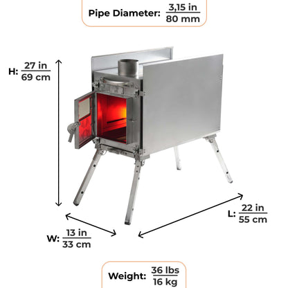 RBM All-Seasons tent  UP-5 for 2-6 person + Wood Stove Caminus M + Three-Layer Floor
