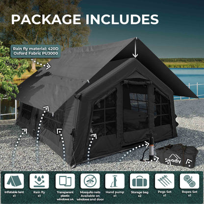 Coody 13.6 (Koala-5) Black Inflatable Tent House for Camping (2-8 person)