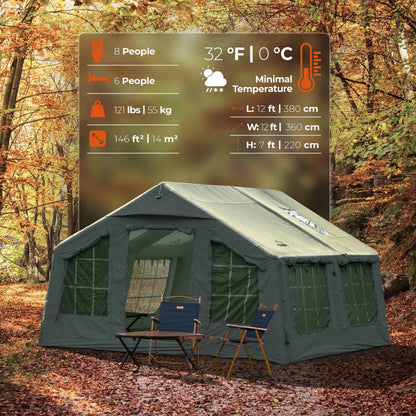 Coody 13.6 (Koala-5) Forest Green Inflatable Tent House for Camping (2-8 person)