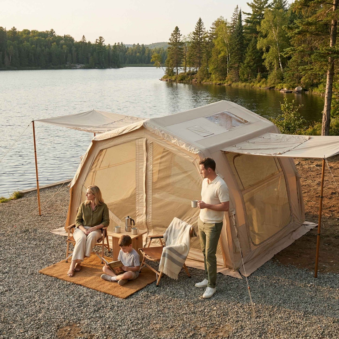 Coody 10.0 PRO Beige Premium Inflatable Canvas Tent for 2–4 Campers