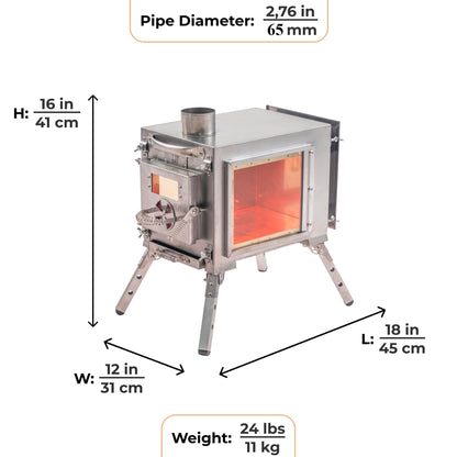 RBM Panda Medium Sunny Beige + Stove Caminus S - Inflatable Tents for Camping with Stove