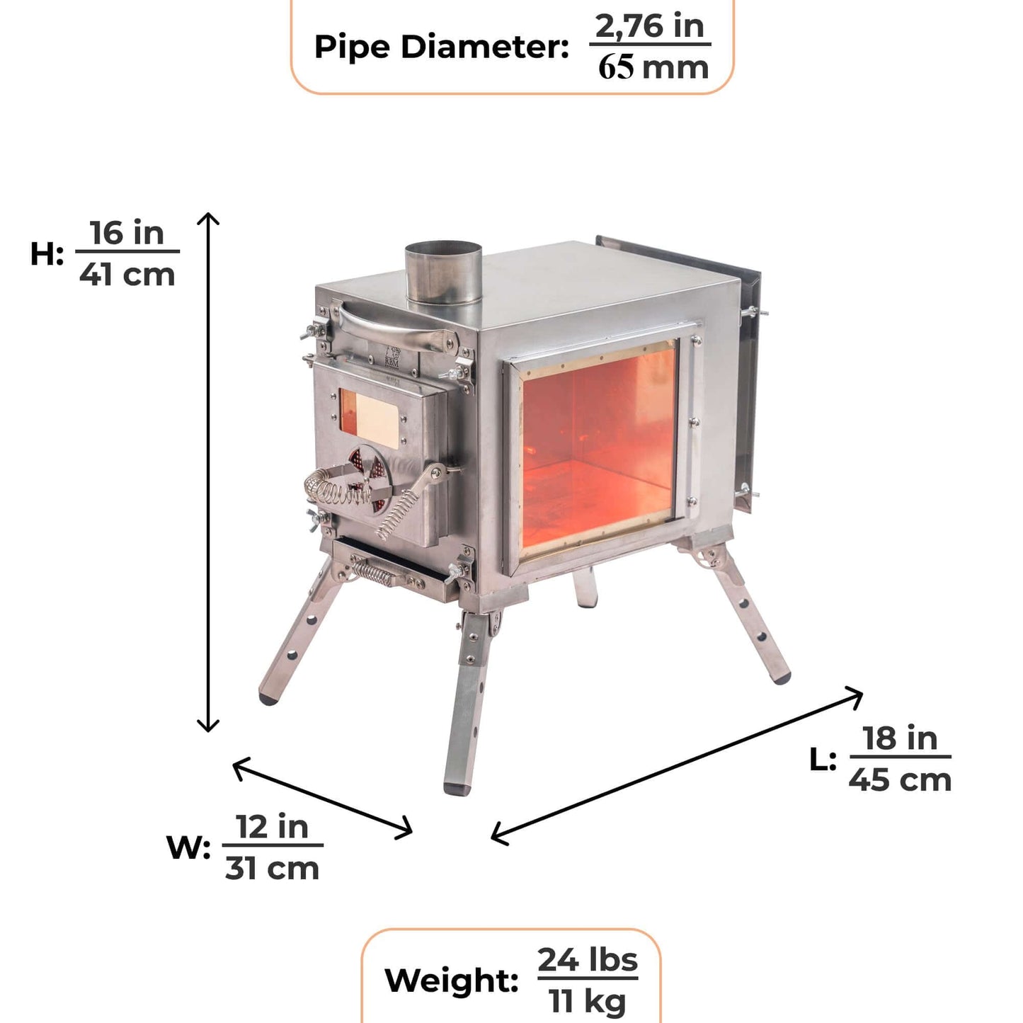 Small Wood Stove With Fire-Resistant Glass "Caminus S"