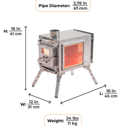Small Wood Stove With Fire-Resistant Glass "Caminus S"