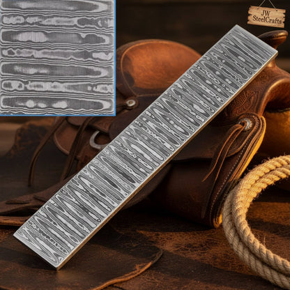 Ranchland Ladder Billet Bar 12" Handmade Ladder Pattern Damascus