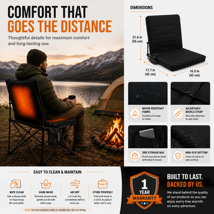 LITEGUEST Heated Outdoor Seat Cushion with Backrest – Winter Comfort
