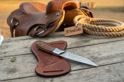 Darkwood Wide Skinner 7" Handmade Damascus Dark Wood Handle