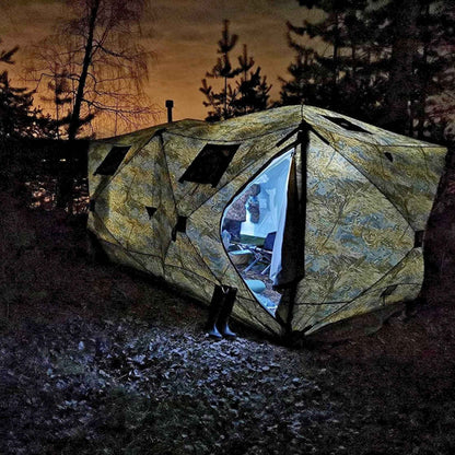 RBM Outdoors Cuboid 4.40 - All-Season Double-Layer Hot Tent with Stove Jack for 2-6 People