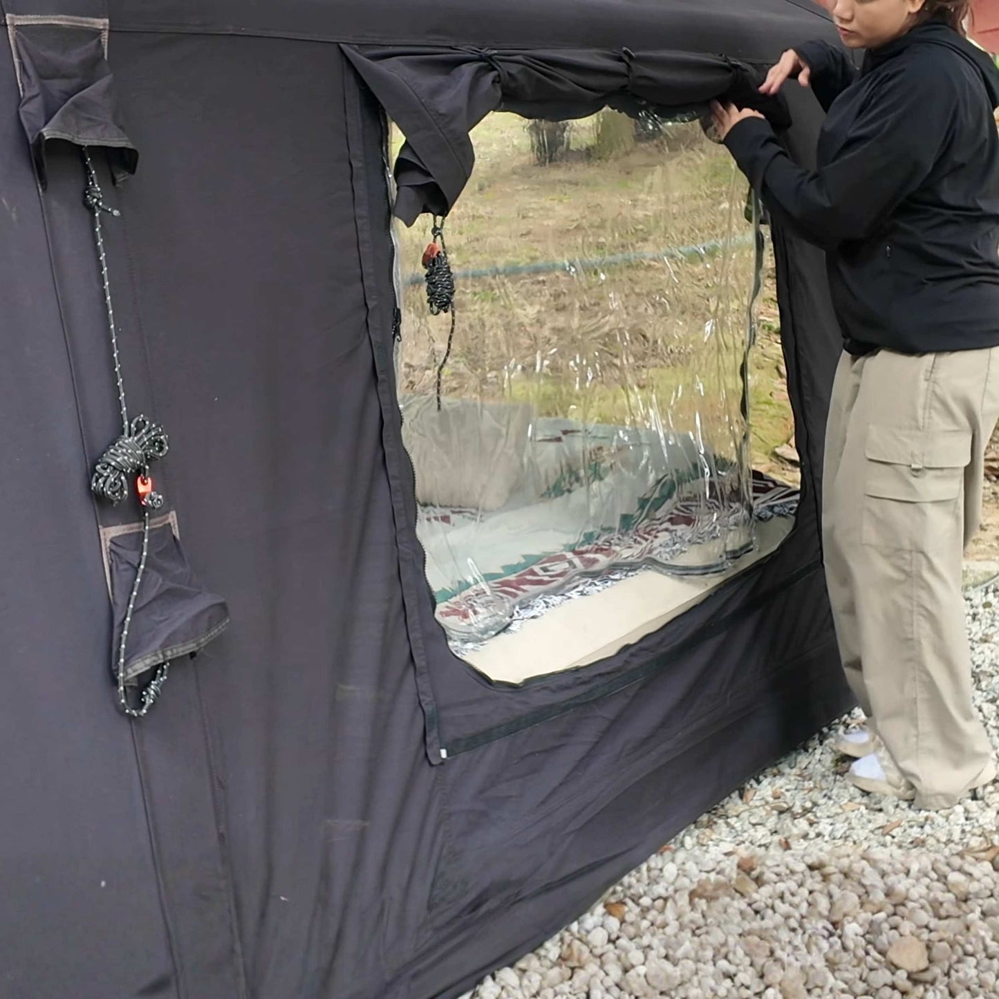 Coody 17.2 | RBM Outdoors (Koala 7) Black + Stove Caminus M - Inflatable Tents with Stove