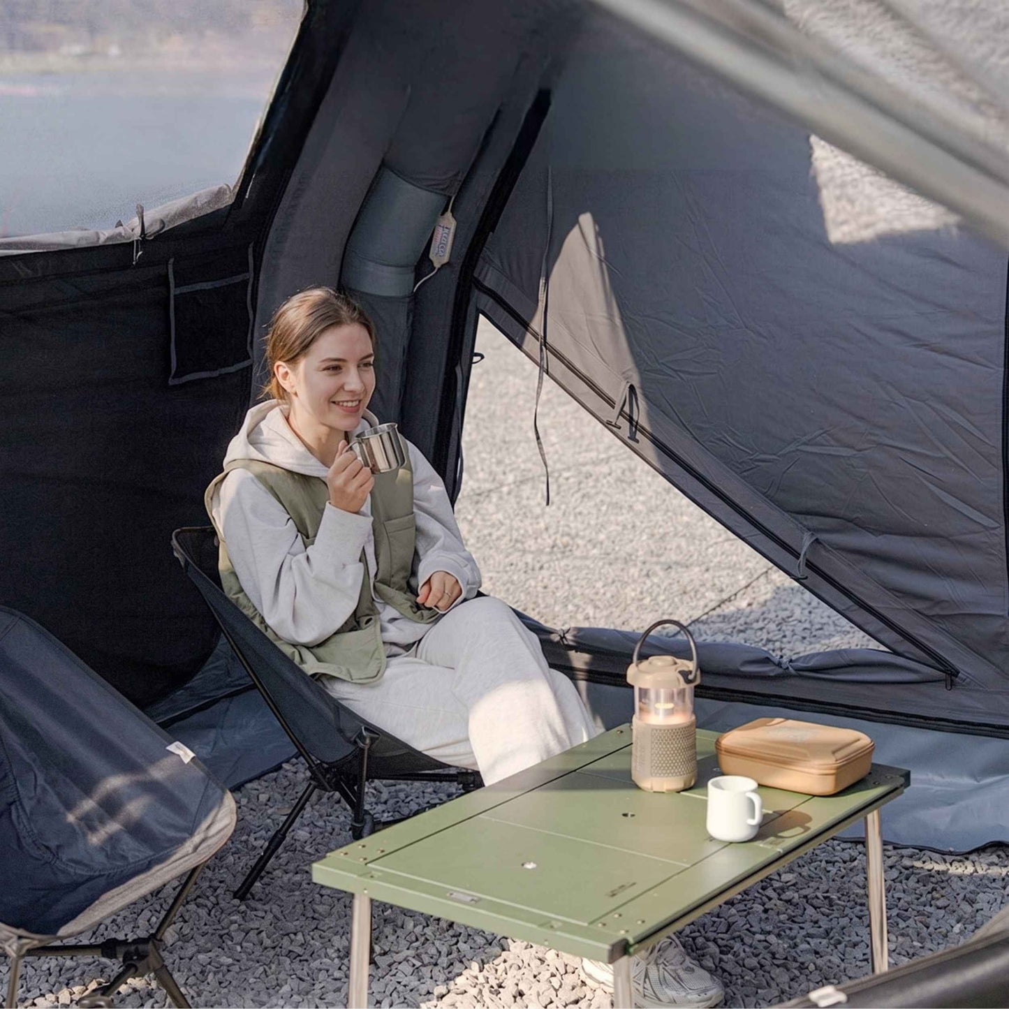 Coody 10.0 PRO Gray - Premium Inflatable Canvas Tent for 2–4 Campers