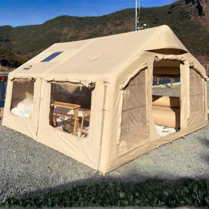 Coody Familia AirTent 13.6 Beige – Inflatable Hot Tent with Stove Jack for Camping, 2–8 People