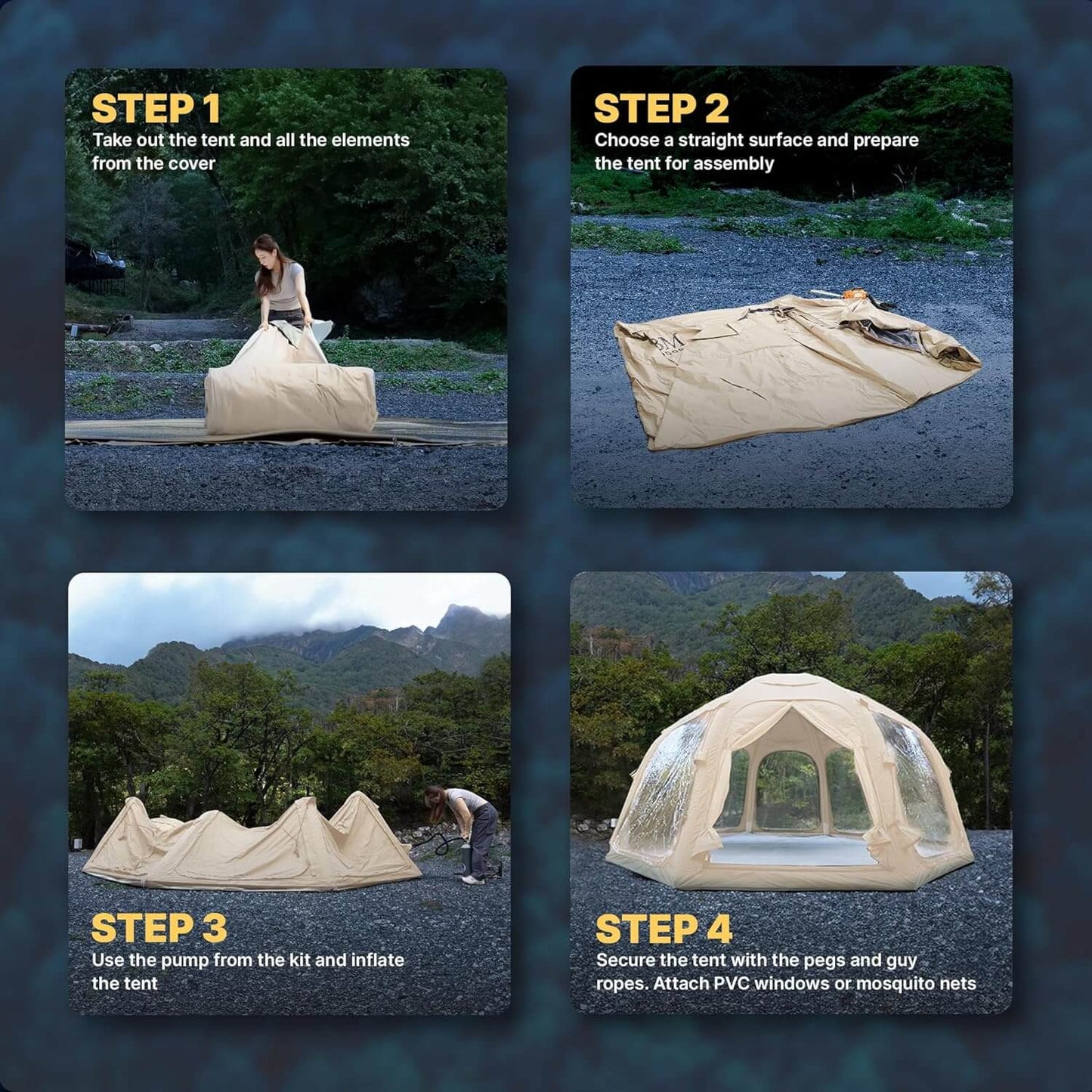Coody Aurora Dome | RBM Outdoors Inflatable tent Octopus Beige for 2-4 person