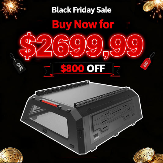 OPENROAD Truck Cap with Full Wing Doors, Extra-Large Storage, and LED Brake Light