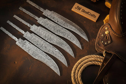 Rangehand Blade Blank Set 9" Handmade Damascus Full Tang Blank