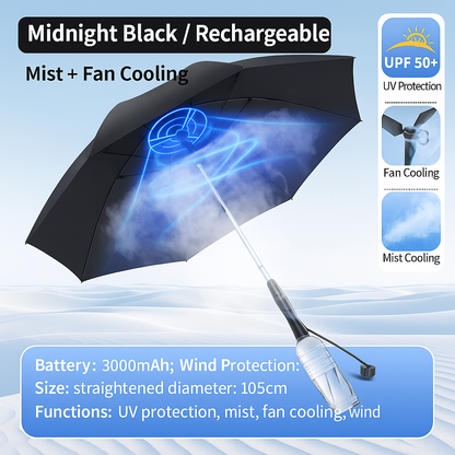 LITEGUEST Cooling Fan Umbrella | Mist Spray & UPF50+ Protection