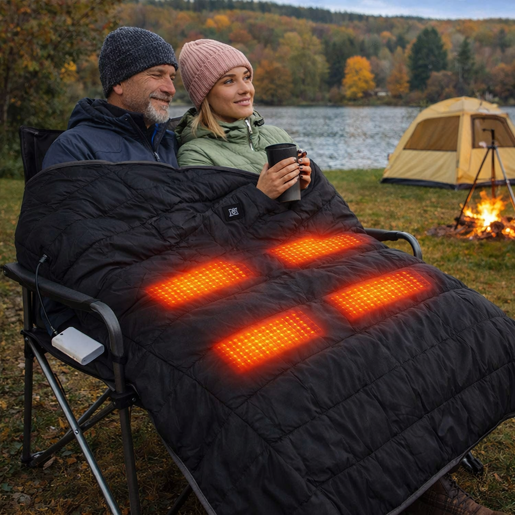 LITEGUEST Heated Camping Blanket Polar Fleece Waterproof USB-Powered