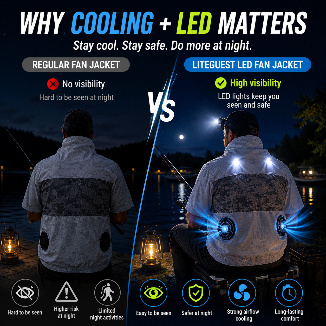 LITEGUEST LED Cooling Fan Jacket – Night Fishing & Outdoor Summer Gear