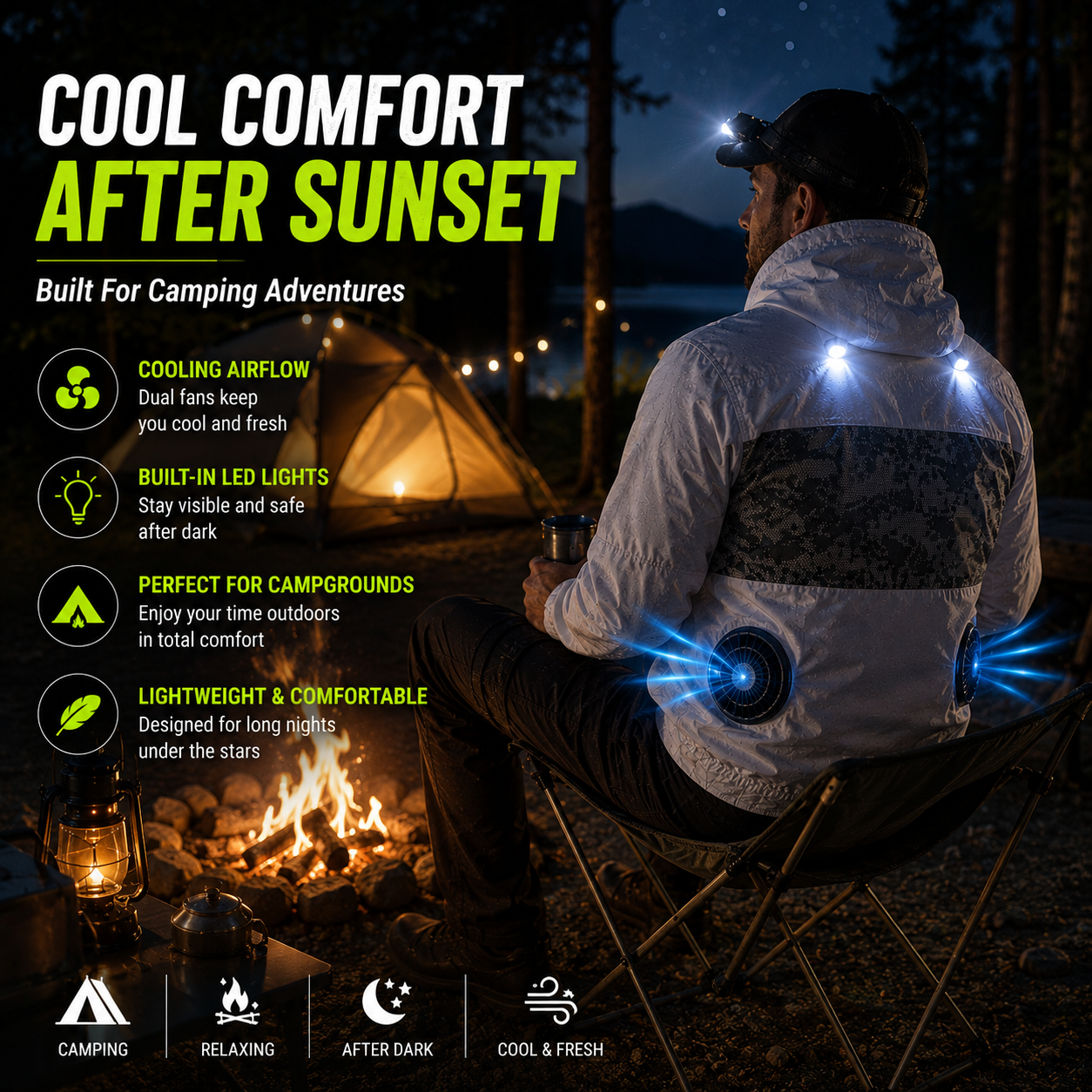LITEGUEST LED Cooling Fan Jacket – Night Fishing & Outdoor Summer Gear