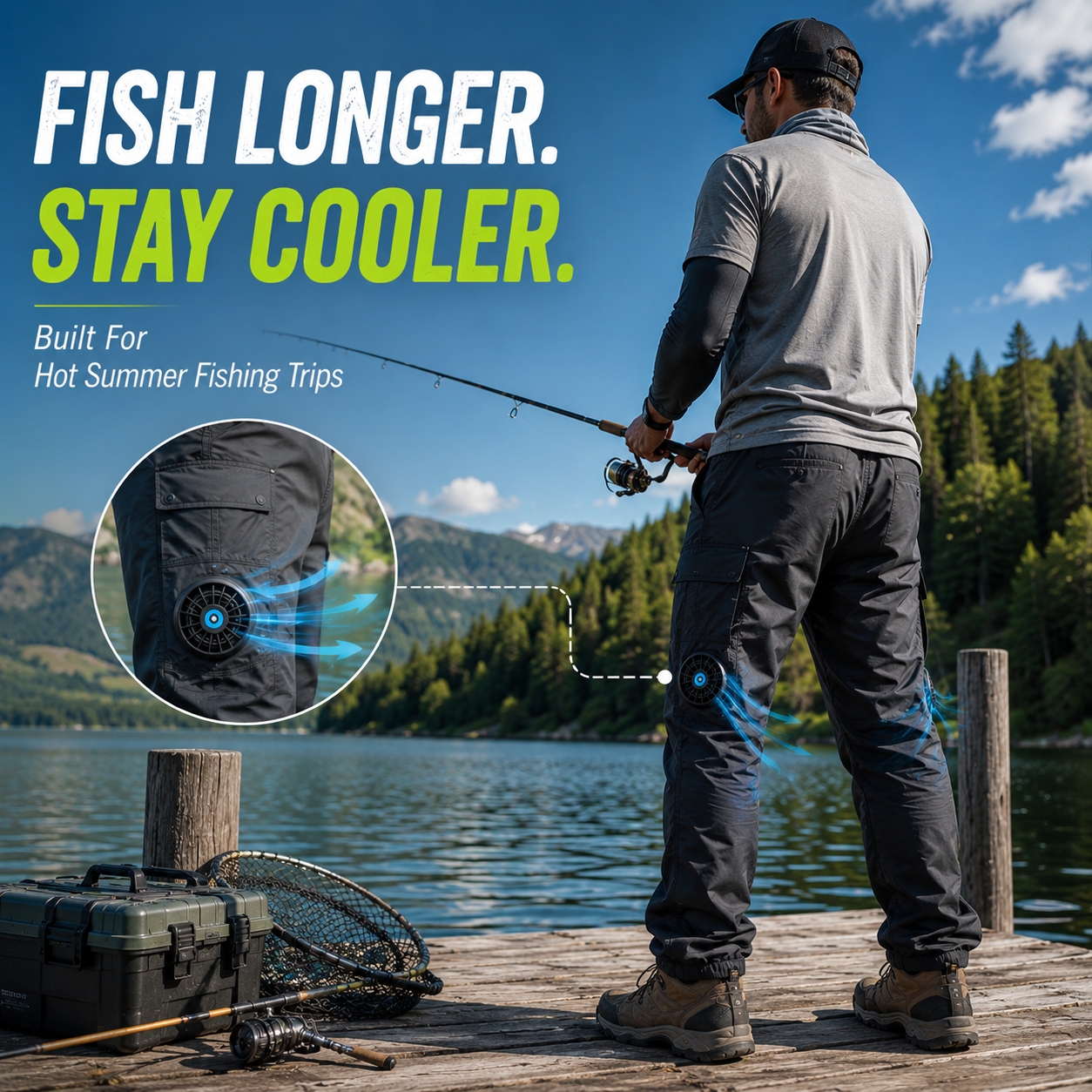 LITEGUEST Smart Air-Conditioned Fan Cooling Pants – USB Dual Fans