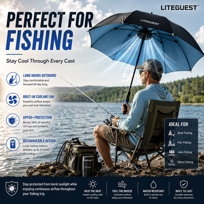 LITEGUEST Cooling Fan Umbrella | Mist Spray & UPF50+ Protection
