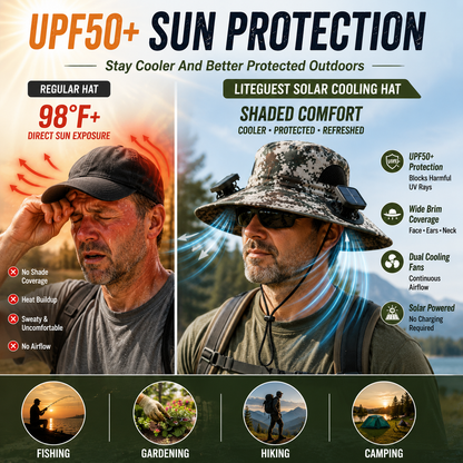 LITEGUEST Solar-Powered Dual Fan Sun Hat – Cooling Outdoor Cap
