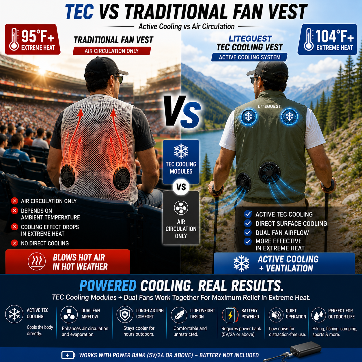 LITEGUEST Wearable Cooling Vest – TEC + Turbo Fan Active Cooling