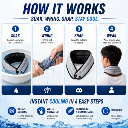 LITEGUEST Instant Cooling Neck Wrap | Water Activated Cooling Relief