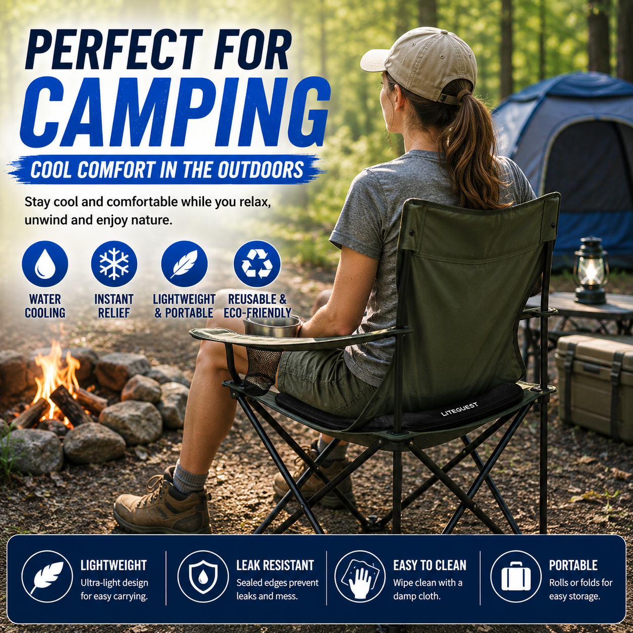 LITEGUEST U-Shaped Water Cooling Gel Seat Cushion – Summer Comfort