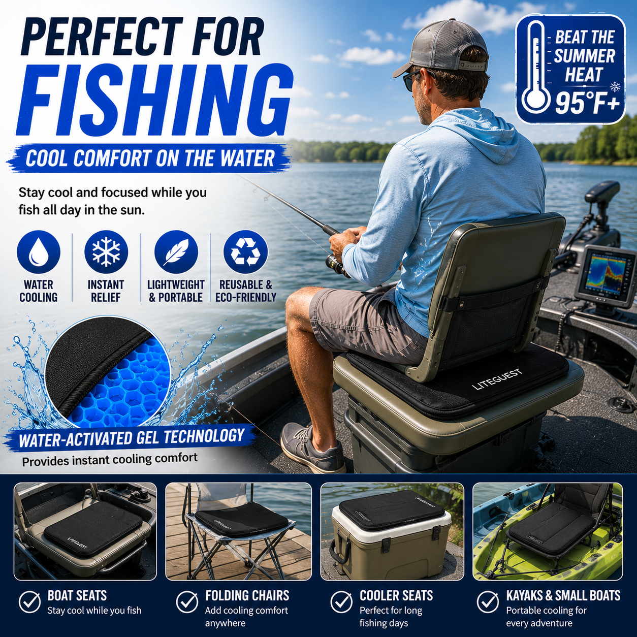 LITEGUEST U-Shaped Water Cooling Gel Seat Cushion – Summer Comfort