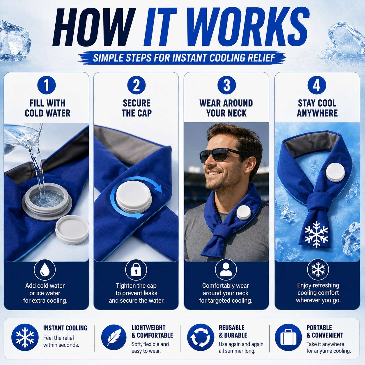 LITEGUEST Summer Water Cooling Neck Wrap – Outdoor Heat Relief