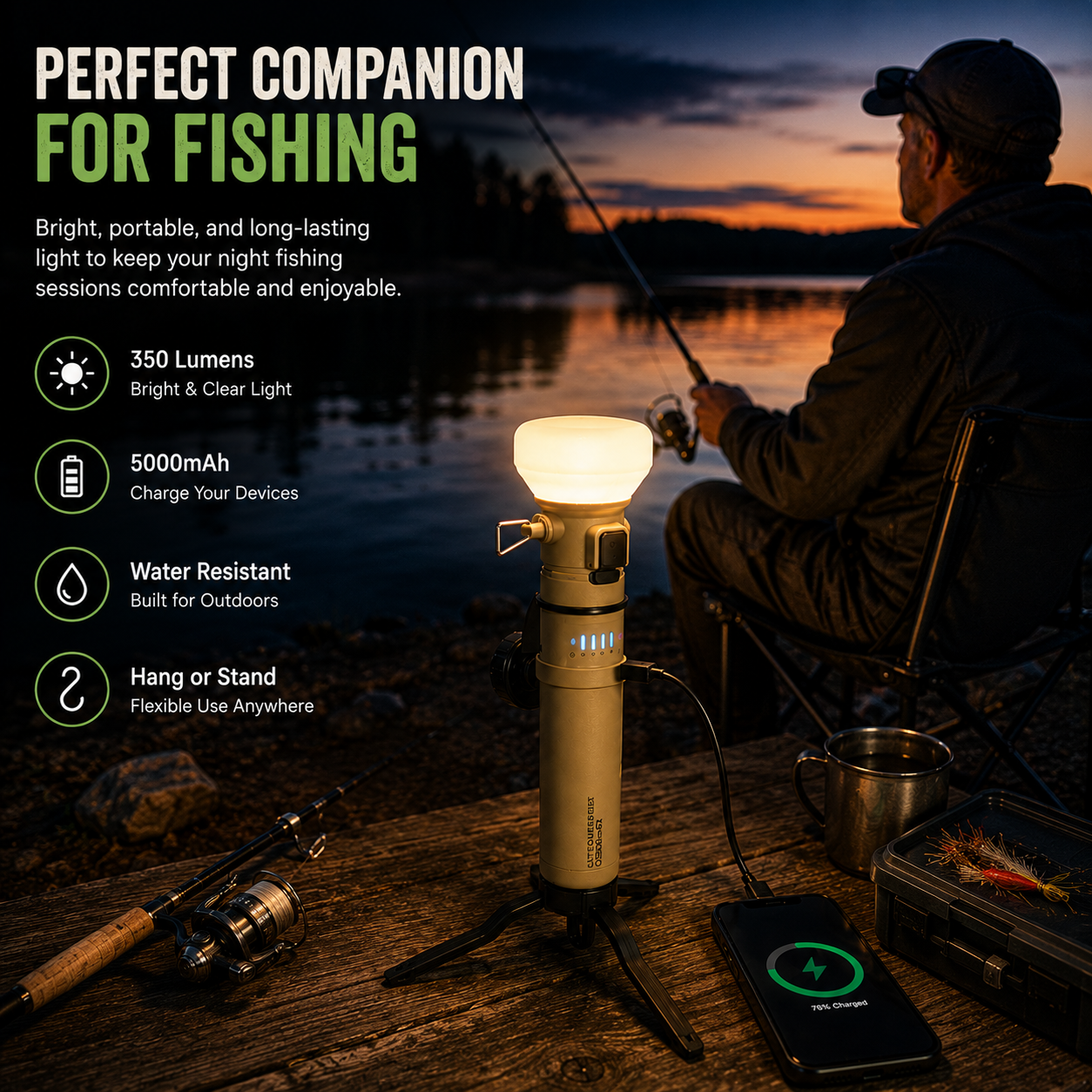 LITEGUEST 2-in-1 Retro Camping Lantern with 5000mAh Power Bank