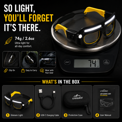 LITEGUEST Night Vision LED Riding Glasses Light