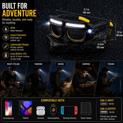 LITEGUEST Night Vision LED Riding Glasses Light