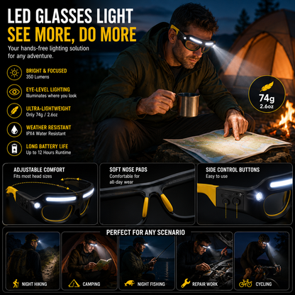 LITEGUEST Night Vision LED Riding Glasses Light