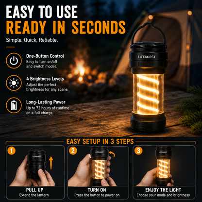 LITEGUEST Portable Camping Lantern – Waterproof Rechargeable Light