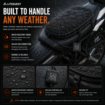 LITEGUEST Heated Motorcycle Seat Cover for Cold Weather Riding