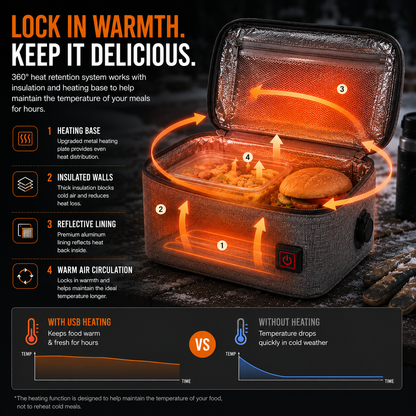 LITEGUEST USB Heated Lunch Bag – Portable Waterproof Outdoor Lunch Bag