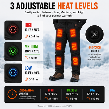 LITEGUEST 12-Zone Heated Pants Fast Heating Windproof Warm for Winter