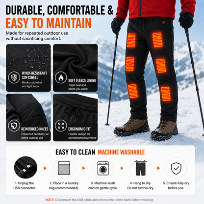LITEGUEST 12-Zone Heated Pants Fast Heating Windproof Warm for Winter