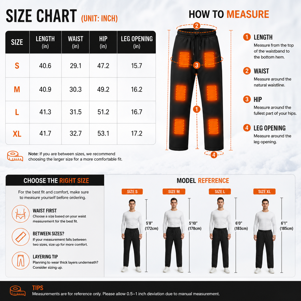 LITEGUEST 12-Zone Heated Pants Fast Heating Windproof Warm for Winter