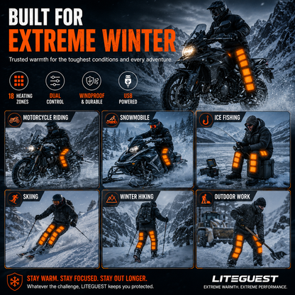 LITEGUEST 18-Zone Heated Pants for Extreme Cold Riding & Skiing