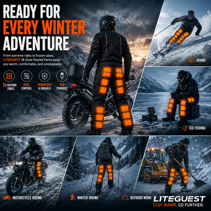 LITEGUEST 18-Zone Heated Pants for Extreme Cold Riding & Skiing