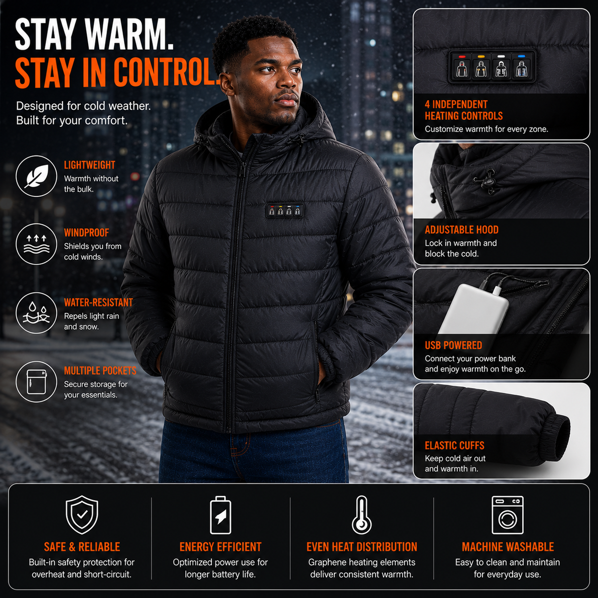 LITEGUEST Smart Heated Jacket – 27-Zone Winter Outdoor Jacket