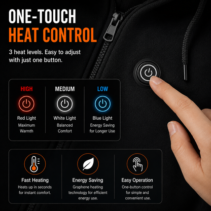 LITEGUEST 5-Zone USB Heated Hoodie Heated Zip-up Hooded Sweatshirt